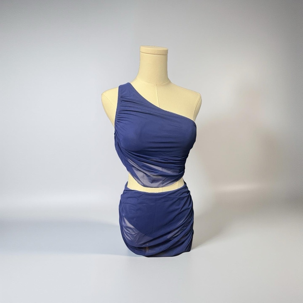 Women's Cupshe Blue Solid 2 Piece Swimsuit Size Small